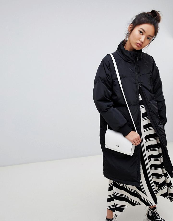 Noisy May Down Padded Long Jacket - Black