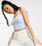 Asos Design Petite Square Neck Tank In Blue Tie Dye-purple