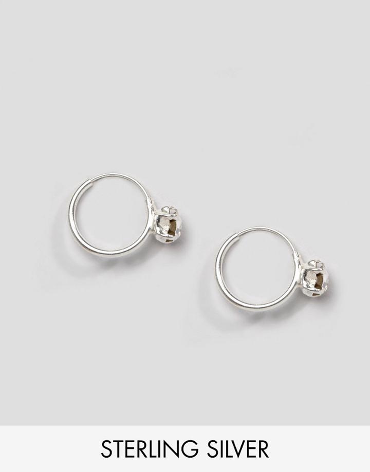 Kingsley Ryan Sterling Silver Gem Hoop Earrings - Silver