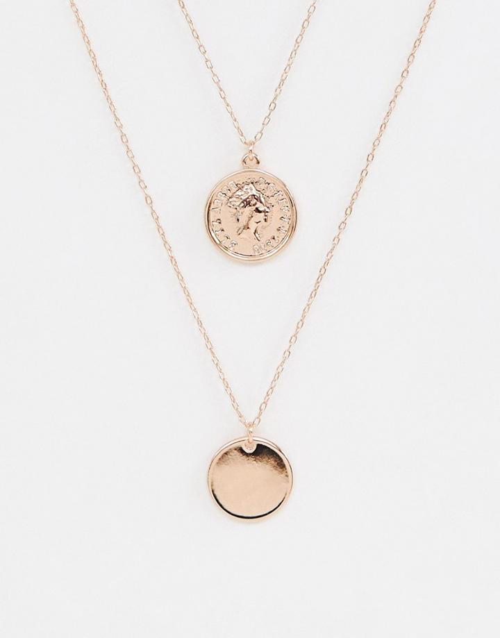 Johnny Loves Rosie Double Layered Pendant Necklace - Gold