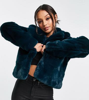 Ever New Petite Faux Fur Collared Jacket In Emerald Green