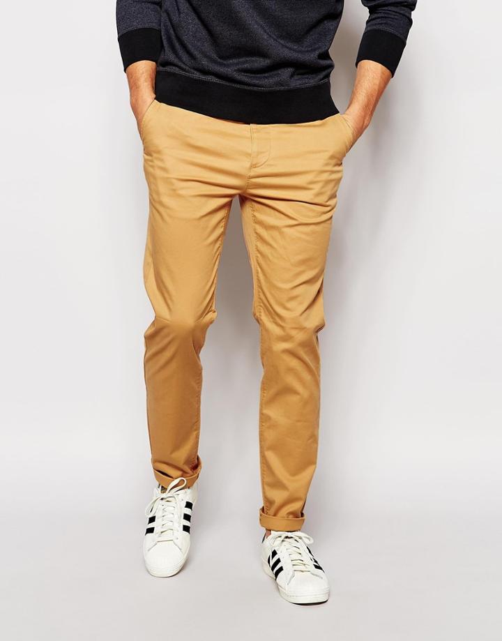 Asos Slim Chinos In Camel - Honey Mustard