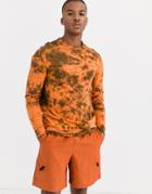 Asos Design Organic Long Sleeve T-shirt With Rust Tie Dye Wash-orange