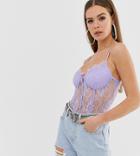 Missguided Eyelash Lace Cami Body In Lilac - Red