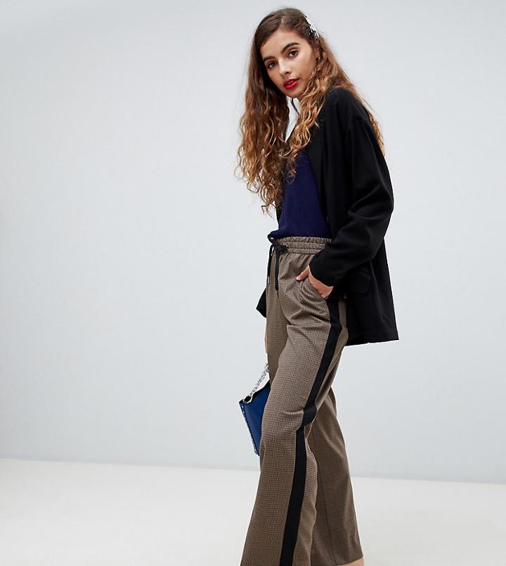 Monki Checked Jogger Style Tailored Pants - Brown