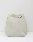 Asos Suede Backpack With Eyelet Detail - Gray