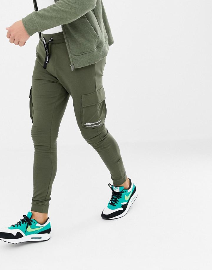 Only & Sons Slim Jogger With Combat Pockets - Green