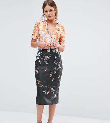 True Violet Ombre Floral Pencil Dress - Multi