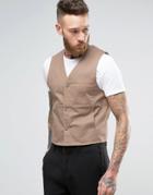 Asos Vest In Washed Cotton In Stone - Stone
