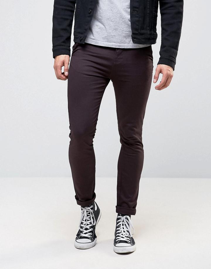 New Look Skinny Chinos In Burgundy - Red