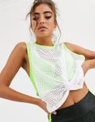 Asos 4505 Twist Front Tank With Contrast Neon Tipping-gray