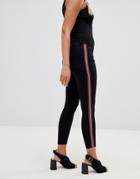 Parisian Skinny Leg Jeans With Side Stripes - Black