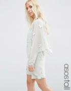 Asos Tall 3d Crop Top Layered Mini Dress - Gray