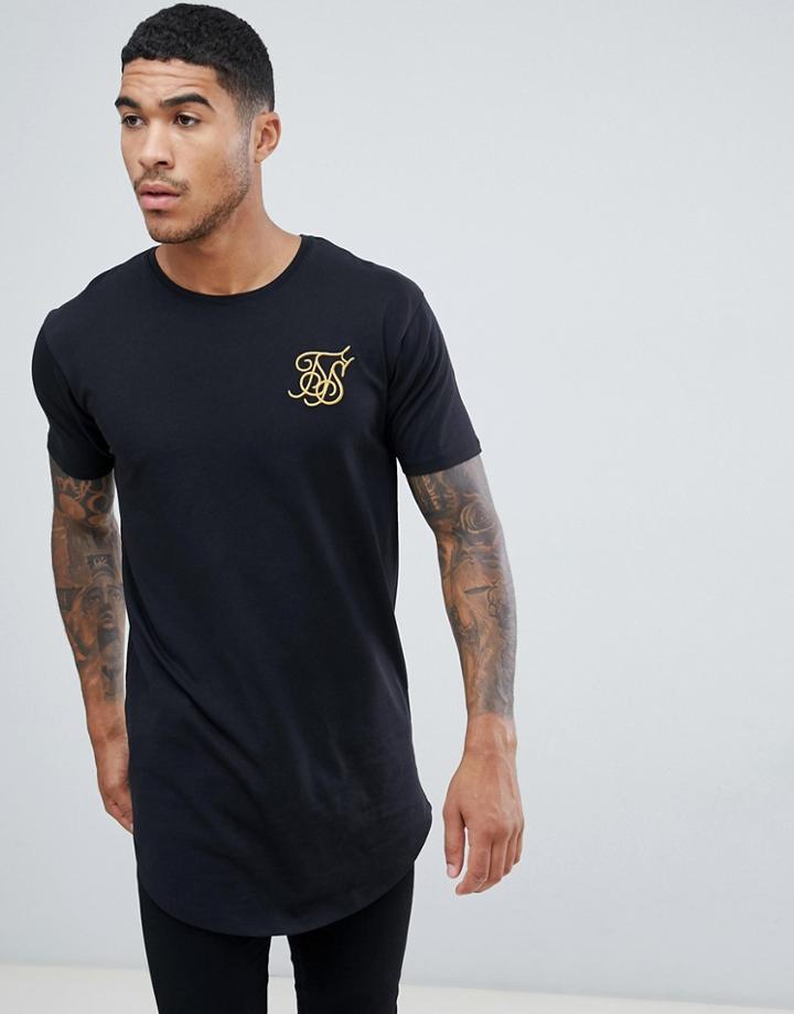 Siksilk Curved Hem T-shirt In Black - Black