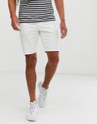 Asos Design Denim Shorts In Skinny White