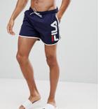 Fila Black Line Runner Swim Shorts With Logo In Navy - Navy