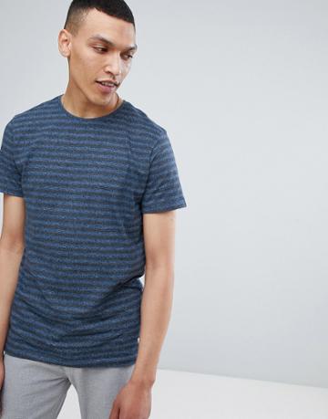 Lindbergh Striped Mouline T-shirt In Blue Mix - Navy