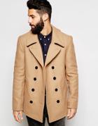 Gloverall Peacoat In Wool - Tan