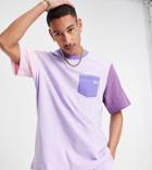 Puma Downtown T-shirt In Color Block Lilac- Exclusive To Asos-purple