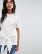 Pull & Bear Tie Front Top - White