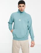 Puma Classics Half Zip Sweatshirt In Mineral Green