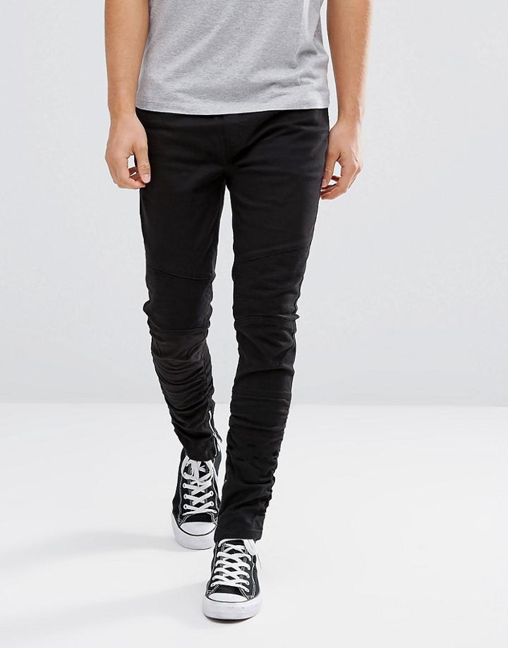 Brave Soul Skinny Biker Chino - Black