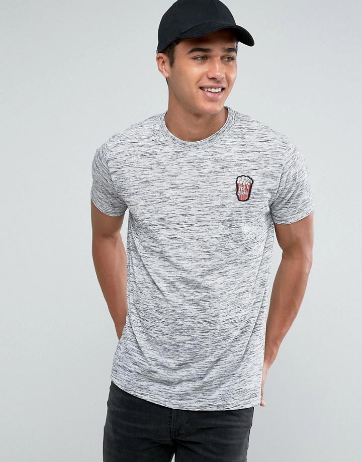 Brave Soul T-shirt With Embriodered Popcorn Logo - Gray
