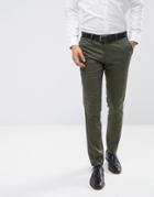 Moss London Skinny Smart Pant In Cotton Sateen - Green
