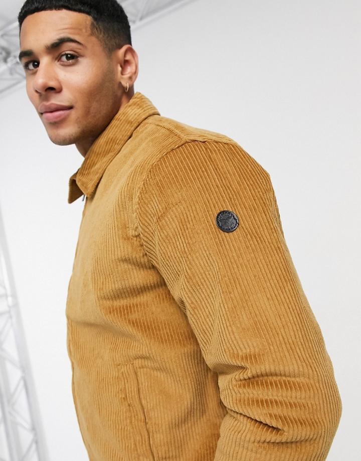 Le Breve Corduroy Bomber Jacket In Tan-brown