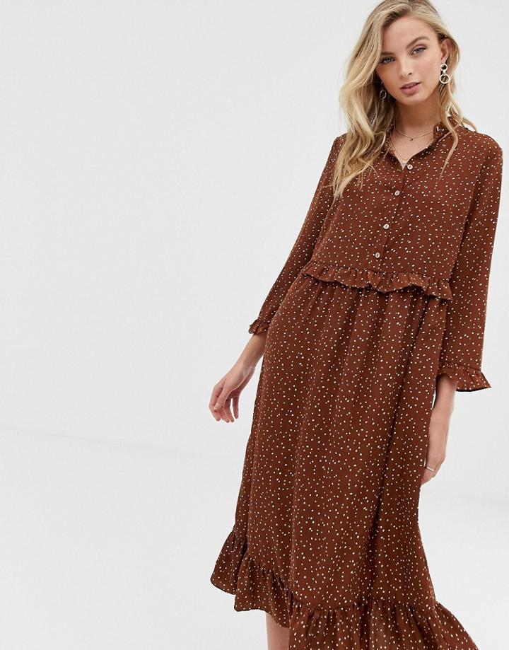 Vila Polka Dot Button Through Dress - Multi