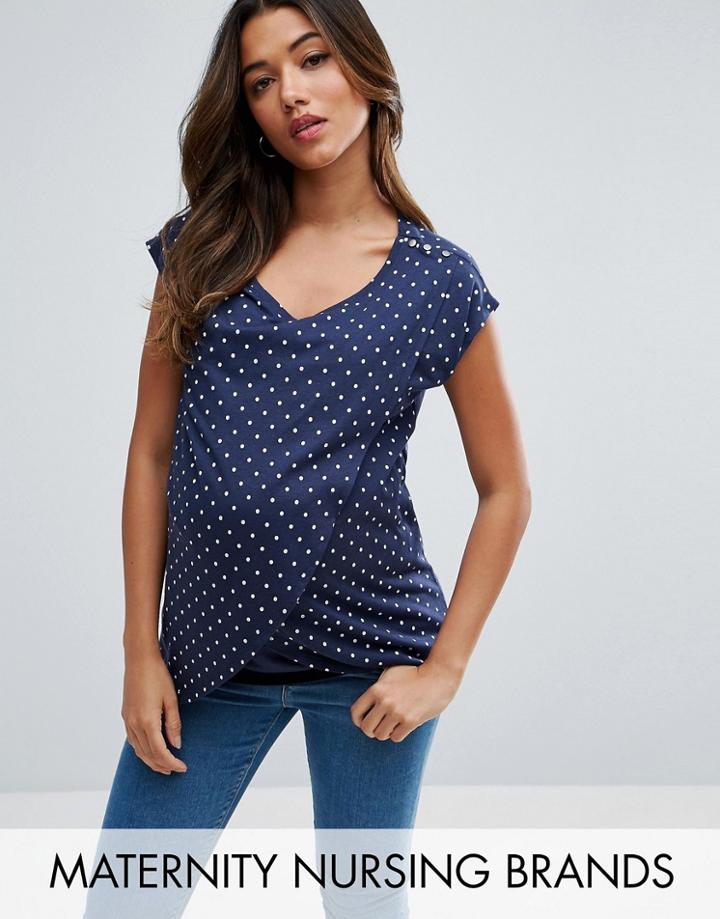 New Look Maternity Polka Dot Nursing Top - Black