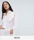 Noisy May Petite Ruffle Detail Striped Shirt - Pink