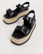 Asos Design Jalee Square Toe Flatform Espadrilles - Black