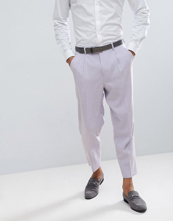 Asos Wedding Tapered Smart Pants In Lilac Cross Hatch Nepp - Purple
