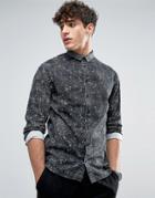 Casual Friday Shirt In Mono Print In Regular Fit - Black