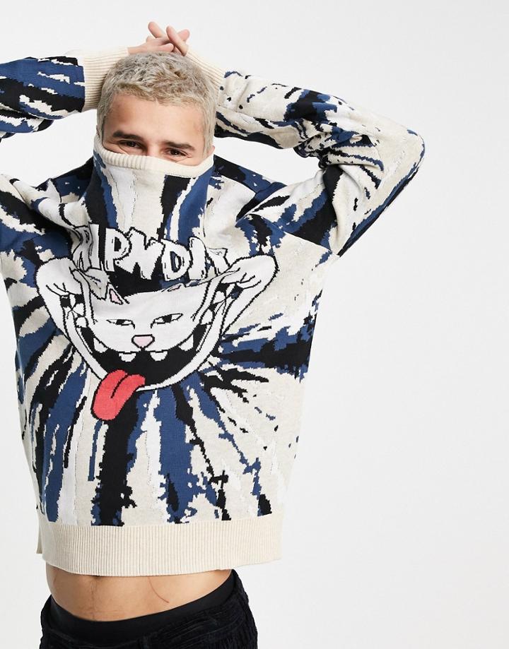 Ripndip Big Smile Sweater In Cream/navy-white