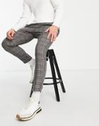 Only & Sons Jersey Check Pants With Drawstring Waist In Gray