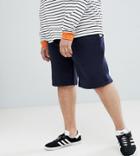 Badrhino Plus Jersey Sweat Shorts With Pocket Logo In Navy - Navy
