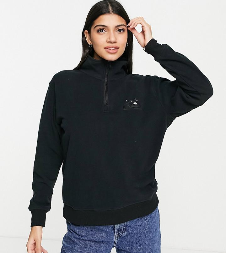 Quiksilver Polar Logo 1/4 Zip Fleece In Black Exclusive At Asos