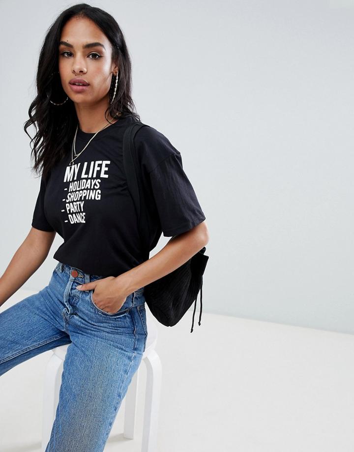 Ax Paris My Life Short Sleeve T-shirt - Black