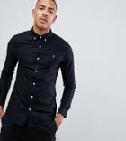 Farah Sanfers Skinny Fit Buttondown Oxford Shirt In Black - Black