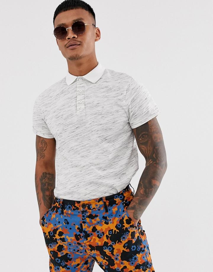 Asos Design Polo Shirt With Roll Sleeve In White Inject Fabric