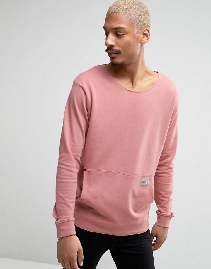 Redefined Rebel Sweatshirt With Oversized Pocket - Pink