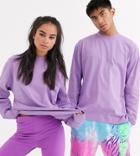 Collusion Unisex Long Sleeve T-shirt In Lilac-purple
