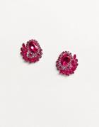 Asos Design Stud Earrings In Fuschia Pink Jewel Tone Design