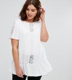 Asos Curve Smock Top With Lace Insert - White