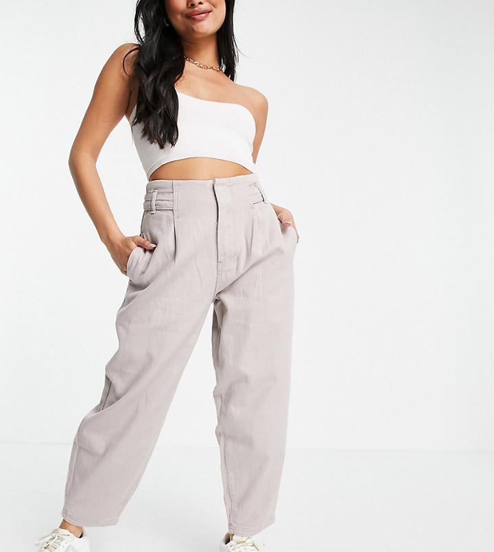 Missguided Petite Slouch Jean With Tab Detail In Lilac - Part Of A Set-purple