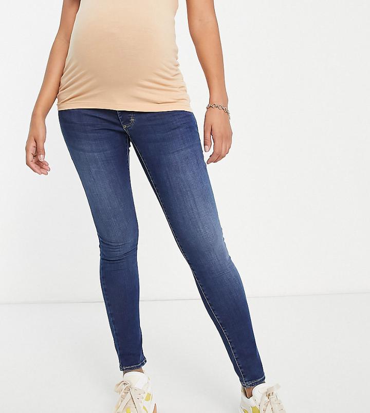 Topshop Maternity Overbump Leigh Jeans In Indigo-blue