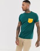 Asos Design T-shirt With Pocket In Green - Green