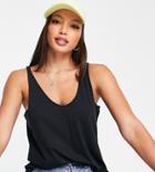 Asos Design Tall Ultimate Organic Cotton Blend Scoop Neck Tank Top In Black